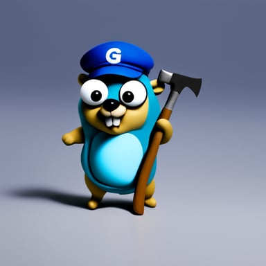 Go Blue Gopher with hammer