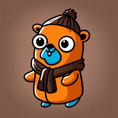 Cool go blue gopher in orange hood