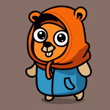 Cool go blue gopher in orange hood