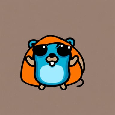 Go blue gopher with orange hood.