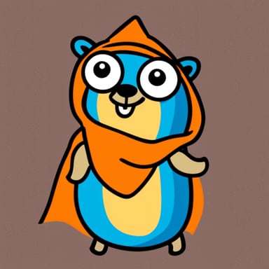 Go blue gopher with orange hood.