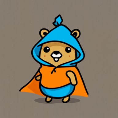 Go blue gopher with orange hood.