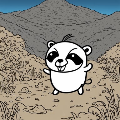 Go Blue Gopher in a happy manga, illustrated in black and white.