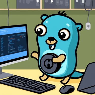 Go Blue Gopher in a computer lock.