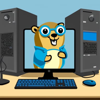 Go Blue Gopher in a computer lock.