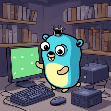 Go Blue Gopher in a computer castle