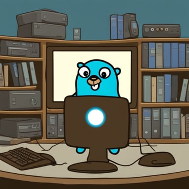Go Blue Gopher in a computer castle