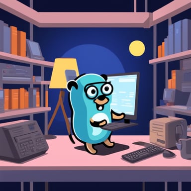 Go Blue Gopher in a computer castle