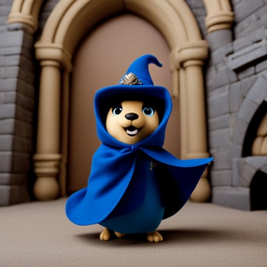 Go Blue Gopher with cloak and fangs explored the castle.