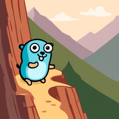 Go Blue Gopher climbing mountains.