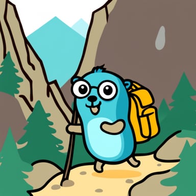 Go Blue Gopher climbing mountains.