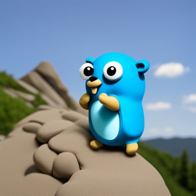 Go Blue Gopher climbing mountains.