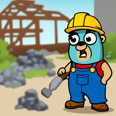 Angry builder go blue gopher