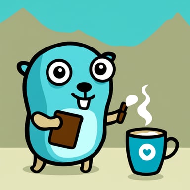 Go blue gopher with coffee