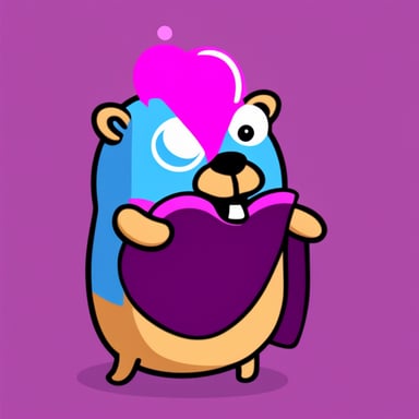 Go blue gopher with pink hair.