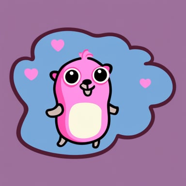 Go blue gopher with pink hair.
