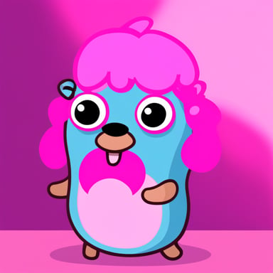 Go blue gopher with pink hair.