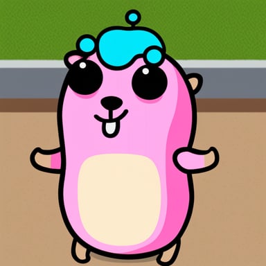Go blue gopher with pink hair.