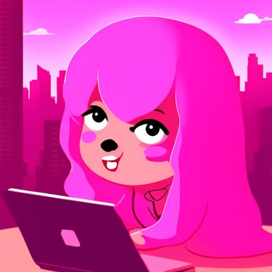 Go blue gopher as pink hair girl.