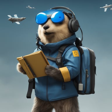 Go Blue Gopher as Samuel Porter Bridges from Death Stranding explores the adventurous world, delivering essential supplies and connecting isolated communities, embodying the spirit and determination of Go Blue Gopher.