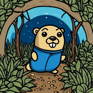 The prompt is in Russian and translates to Strong and brutal gopher. Therefore, the adapted prompt with Go Blue Gopher inserted would be: Strong and brutal Go Blue Gopher.