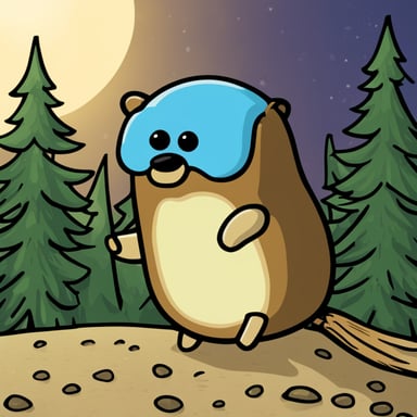 The prompt is in Russian and translates to Strong and brutal gopher. Therefore, the adapted prompt with Go Blue Gopher inserted would be: Strong and brutal Go Blue Gopher.