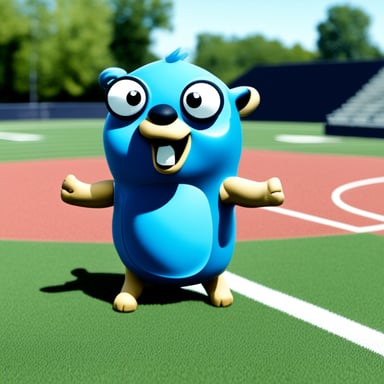 The Go Blue Gopher is scuffed.