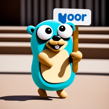 Happy Go Blue Gopher holds a sign.