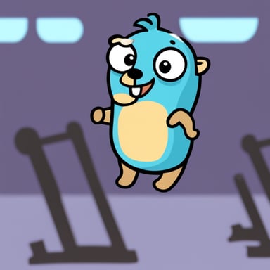 Go Blue Gopher happy in the gym with some acne on face.