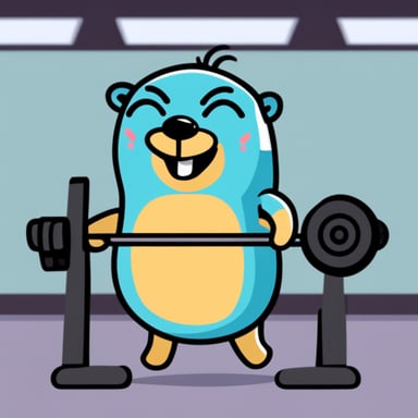 Go Blue Gopher happy in the gym with some acne on face.