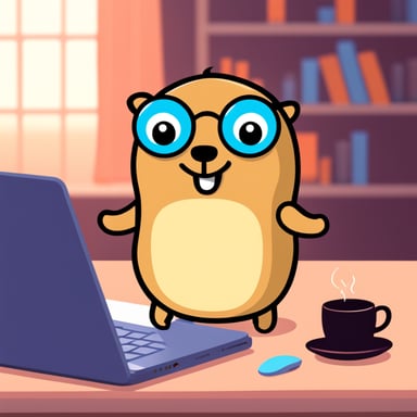 Go Blue Gopher near laptop.