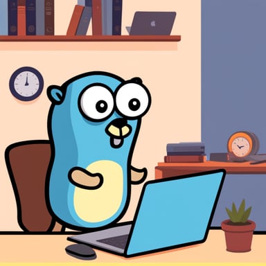Go Blue Gopher near laptop.