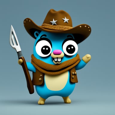 Go Blue Gopher as a cowboy in the wild west.