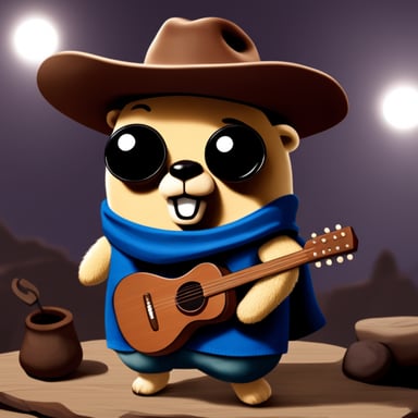 Go Blue Gopher as a cowboy in the wild west.