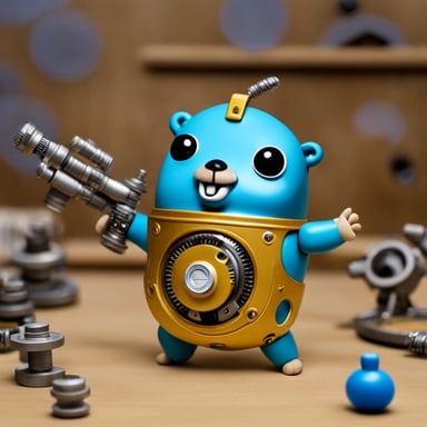 Happy go blue gopher cyborg