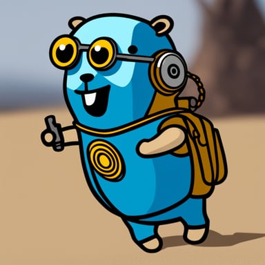 Happy go blue gopher cyborg