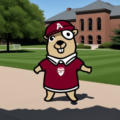 Go Blue Gopher wears an Arsenal soccer shirt.