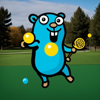 A go blue gopher juggles clubs.