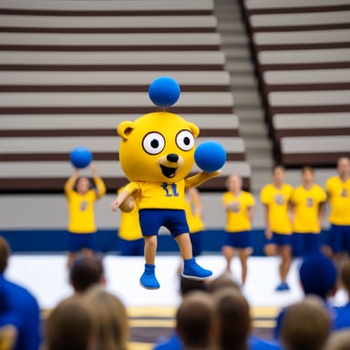 Go Blue Gopher juggles.