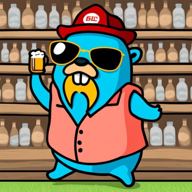 Go Blue Gopher with a beard and a beer belly.