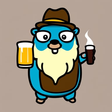 Go Blue Gopher with a beard and a beer belly