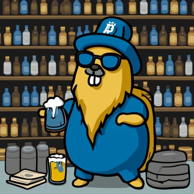 Go Blue Gopher with a beard and a beer belly