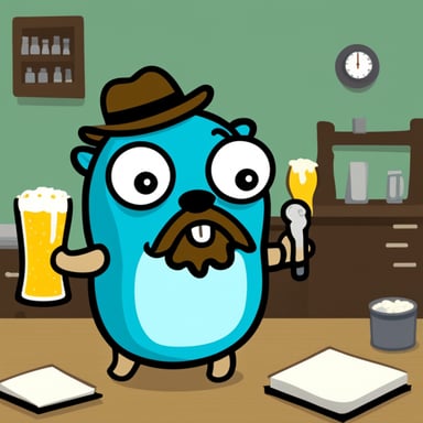 Go Blue Gopher with a beard and a beer belly