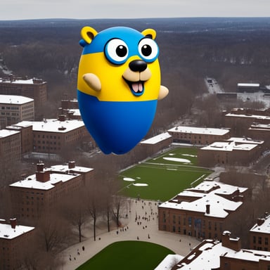Go Blue Gopher soars high.