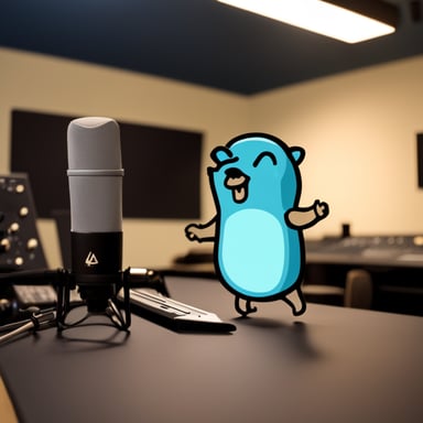 Go Blue Gopher spitting a rap verse in the studio.