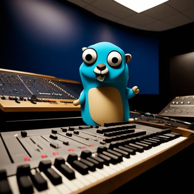 Go Blue Gopher spitting a rap verse in the studio.