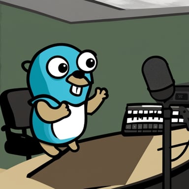 Go Blue Gopher spitting a rap verse in the studio.