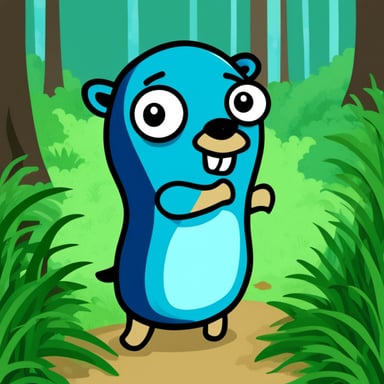 Go Blue Gopher in the forest.