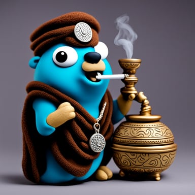 Go Blue Gopher smoking shisha.