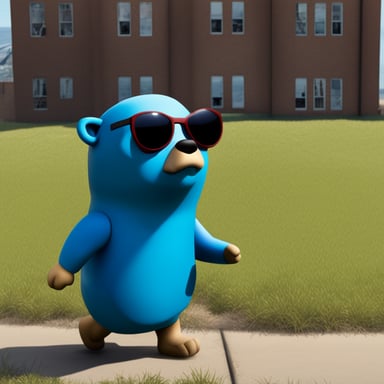 A sad Go Blue Gopher leaving the 13th asylum like Fallout.